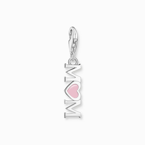 Charm Pendant Mom With Pink Heart Silver | Thomas Sabo - Tricia's Gems