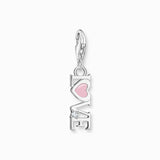 Charm Pendant Love With Pink Heart And CZ Silver - Tricia's Gems