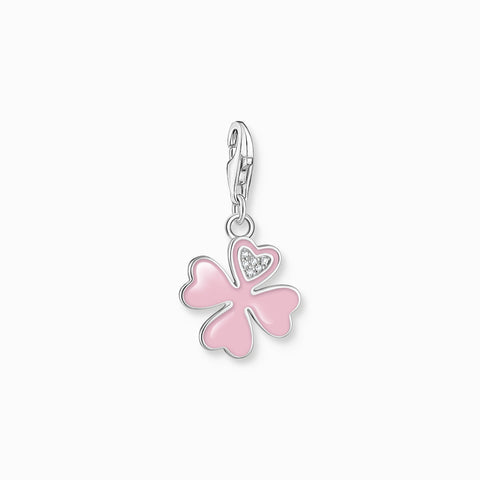 Charm Pendant Pink Cloverleaf with White Stones Silver | Thomas Sabo - Tricia's Gems