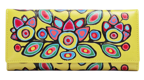 Norval Morrisseau Floral on Yellow Wallet - Tricia's Gems