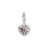 Silver Charm Pendant With Red Stone In Heart-shape - Tricia's Gems