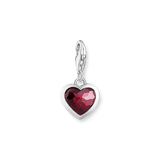 Silver Charm Pendant With Red Stone In Heart-shape - Tricia's Gems