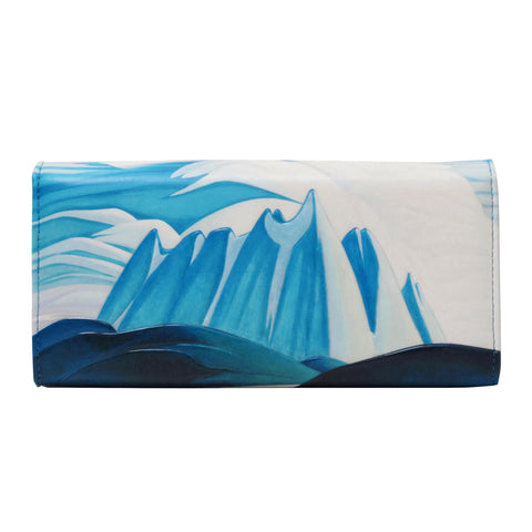 Lawren Harris Lake and Mountains Wallet – vegan leather bi-fold wallet featuring iconic Canadian artwork from the Group of Seven.