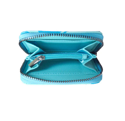 Francis Dick Hummingbird Zip-Around Coin Wallet – vegan leather wallet featuring Indigenous hummingbird design symbolizing joy, love, and renewal.