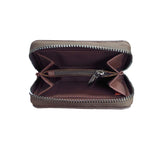 Emily Kewageshig A Skirt with a Story Zip-Around Coin Wallet – vegan leather wallet featuring Indigenous ribbon skirt design symbolizing strength and identity.