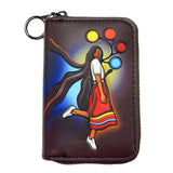 Emily Kewageshig A Skirt with a Story Zip-Around Coin Wallet – vegan leather wallet featuring Indigenous ribbon skirt design symbolizing strength and identity.