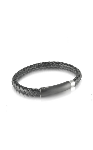 Carbon Fibre Black Leather Bracelet | Italgem Steel - Tricia's Gems