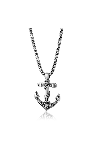 Stainless Steel Beaded Anchor Necklace | Italgem Steel - Tricia's Gems