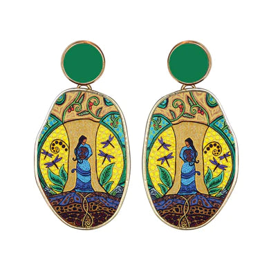 Leah Dorion Strong Earth Woman Vegan Leather Organic Earrings - Tricia's Gems