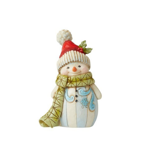 Mini Snowman With Pom Pom Figurines | Jim Shore Heartwood Creek - Tricia's Gems