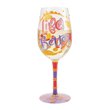 Lolita Life With Fur Babies hand-painted wine glass with pet-themed design in gift box.