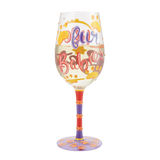Lolita Life With Fur Babies hand-painted wine glass with pet-themed design in gift box.
