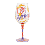 Lolita Life With Fur Babies hand-painted wine glass with pet-themed design in gift box.