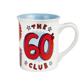 Enesco 60th Birthday Club Mug – 16 oz stoneware mug with colourful birthday design and gift card packaging from Our Name Is Mud collection.