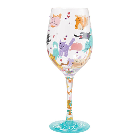 Lolita Meow It Up hand-painted wine glass
