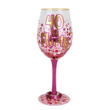 Lolita 40 Is Flirty birthday wine glass, front view