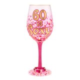Lolita 60 Is Sexy birthday wine glass, front view
