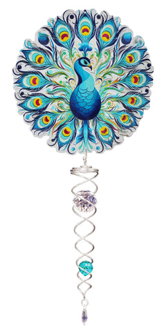 SMALL MINI WIND SPINNER SET COLLECTION PEACOCK W/CRYSTAL TWISTER - Tricia's Gems