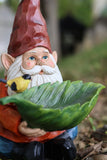 Funny Garden Gnome Holding Bird Bath