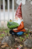 Funny Garden Gnome Holding Bird Bath