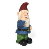 Winking garden gnome statue with a pointy red hat and detailed beard for indoor or outdoor décor