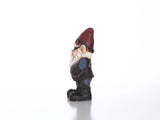 Biker garden gnome statue wearing a helmet, sunglasses, leather jacket, and skull shirt with GARDEN OUTLAWS GNOMAD design