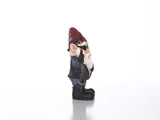 Biker garden gnome statue wearing a helmet, sunglasses, leather jacket, and skull shirt with GARDEN OUTLAWS GNOMAD design
