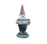 Gnome Holding "Go Away" Sign Statue