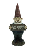 Gnome Holding "Go Away" Sign Statue