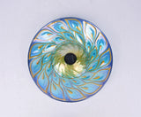 Solar Glass Peacock Feathers Bird Bath With Metal Stand for Outdoor Garden Décor and Bird Watching