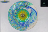 Solar Orb Peacock Glass Bird Bath With Stand