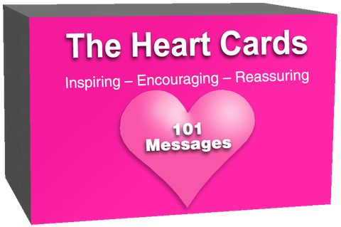 The Heart Cards English box with 101 inspirational messages in a bright pink heart design