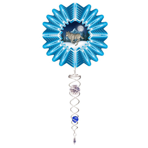 Animated Wolf Wind Spinner With Crystal Tail - Tricia's Gems