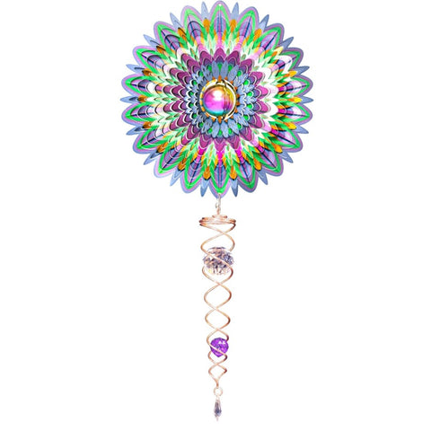 Gazing Ball Mandala w/Crystal Twister Wind Spinner Small - Tricia's Gems