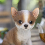 SOREAL brown Chihuahua puppy figurine made from polyresin decorative dog statue for home décor and gift giving.