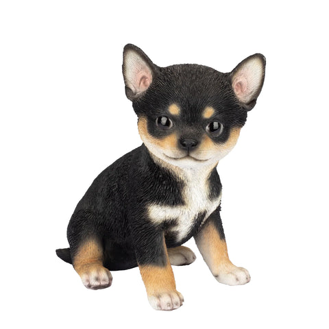 SOREAL black Chihuahua puppy figurine made from polyresin decorative dog statue for home décor and gift giving.