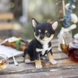 SOREAL black Chihuahua puppy figurine made from polyresin decorative dog statue for home décor and gift giving.