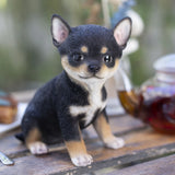 SOREAL black Chihuahua puppy figurine made from polyresin decorative dog statue for home décor and gift giving.