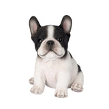 White and black French Bulldog puppy resin figurine decorative dog statue for home décor.
