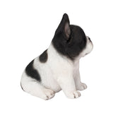 White and black French Bulldog puppy resin figurine decorative dog statue for home décor.