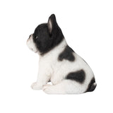 White and black French Bulldog puppy resin figurine decorative dog statue for home décor.