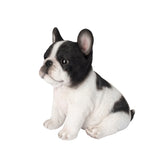 White and black French Bulldog puppy resin figurine decorative dog statue for home décor.