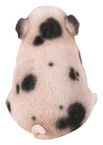 Pet Pals chubby pink piglet sitting statue with black spots made from polyresin for indoor and outdoor home and garden décor.