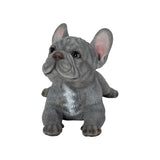 SOREAL grey blue lying French Bulldog figurine made from polyresin for indoor and outdoor home and garden décor.