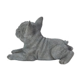SOREAL grey blue lying French Bulldog figurine made from polyresin for indoor and outdoor home and garden décor.
