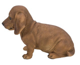 Pet Pals brown sitting Dachshund puppy statue made from polyresin for indoor or outdoor décor.