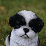 Pet Pals sitting Shih Tzu puppy garden statue made from polyresin with realistic details for indoor and outdoor décor.