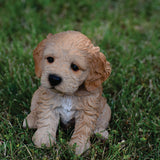 Pet Pals brown sitting Cockapoo puppy statue made from polyresin for indoor and outdoor home and garden décor.