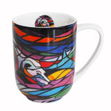 Don Chase Salmon Hunter 16 oz porcelain mug featuring grizzly bear and salmon artwork by Ojibway artist Don Chase.