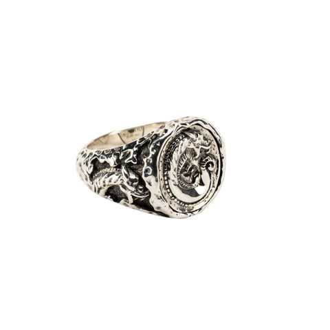 Silver or Silver and Bronze Dragon Coin Ring Large | Keith Jack